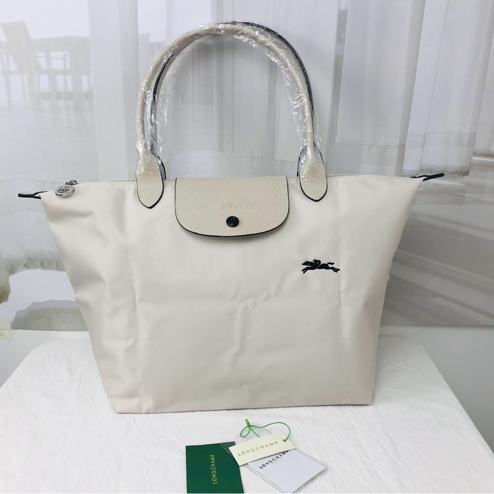 NWT Longchamp Le Pliage Original Large Shoulder Nylon Bag Tote IN OFF WHITE